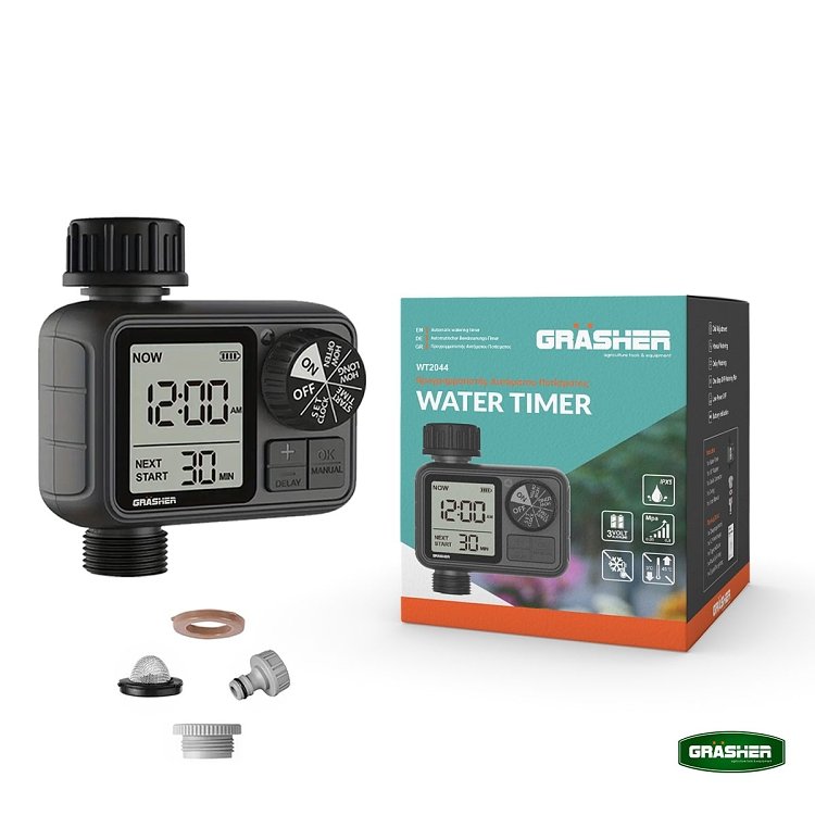 Αυτόματος χρονοδιακόπτης ποτίσματος GRASHER WT2044 με οθόνη LCD