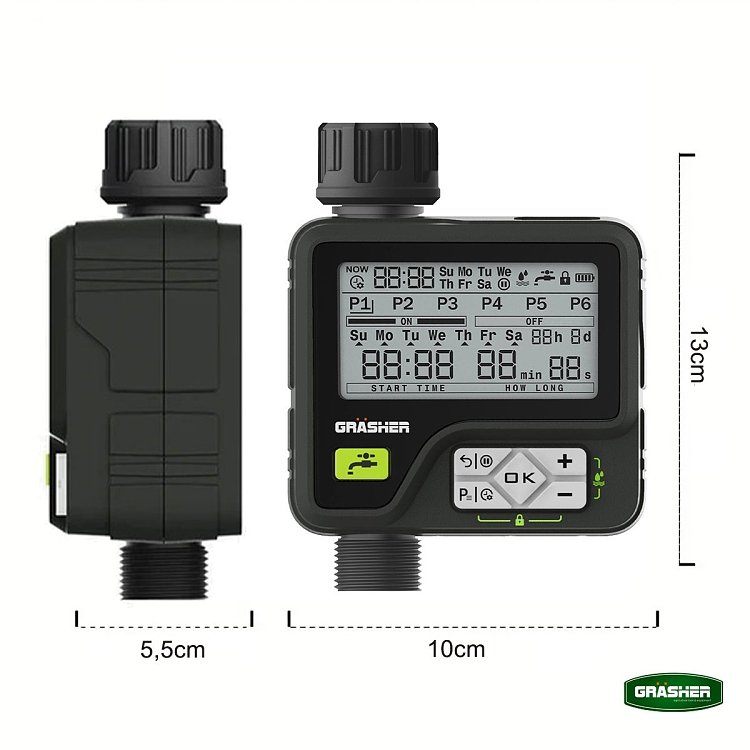 Ψηφιακός προγραμματιστής ποτίσματος GRASHER 6 προγραμμάτων IPX5