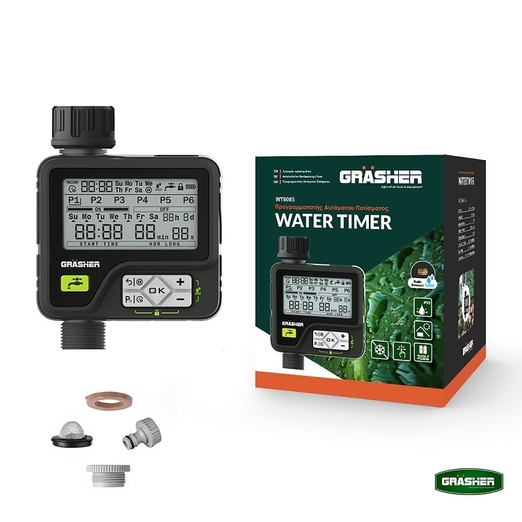 Αδιάβροχος προγραμματιστής ποτίσματος IPX5 GRASHER WT6085