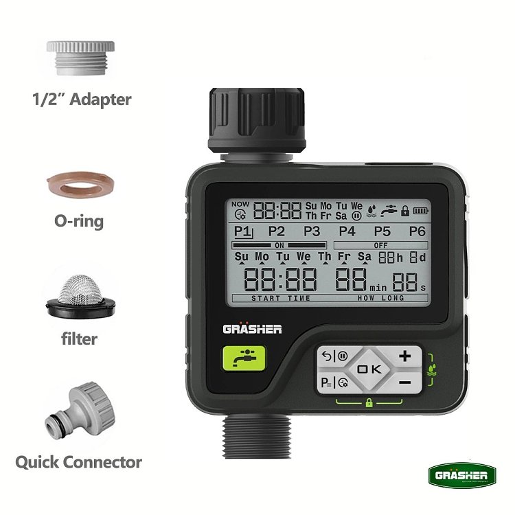 Αυτόματος προγραμματιστής ποτίσματος GRASHER WT6085 με παιδικό κλείδωμα