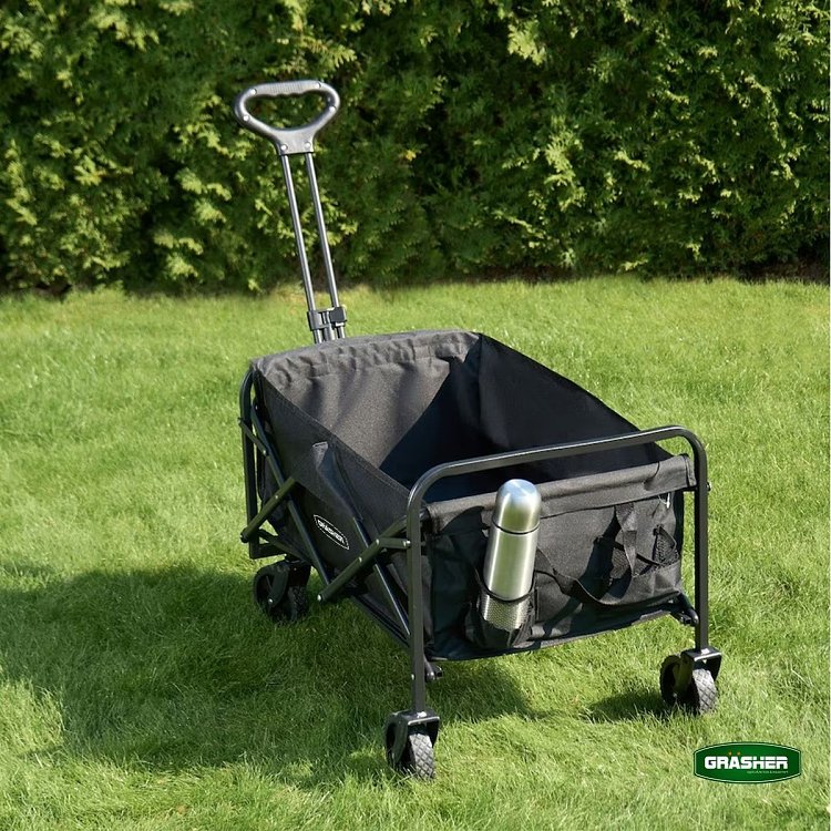 Grasher FT8060 – Πτυσσόμενο Καρότσι Κήπου Μεταλλικό 80 L, Φορτίο 80 kg, Μαύρο