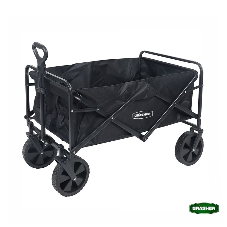 Grasher FT8060 – Πτυσσόμενο Καρότσι Κήπου Μεταλλικό 80 L, Φορτίο 80 kg, Μαύρο