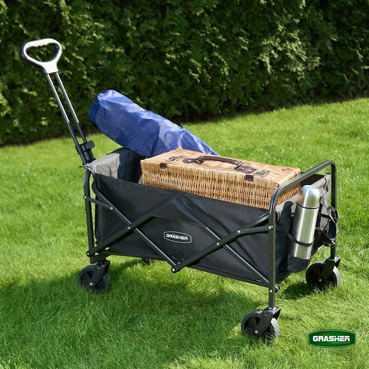 Grasher FT8060 – Πτυσσόμενο Καρότσι Κήπου Μεταλλικό 80 L, Φορτίο 80 kg, Μαύρο