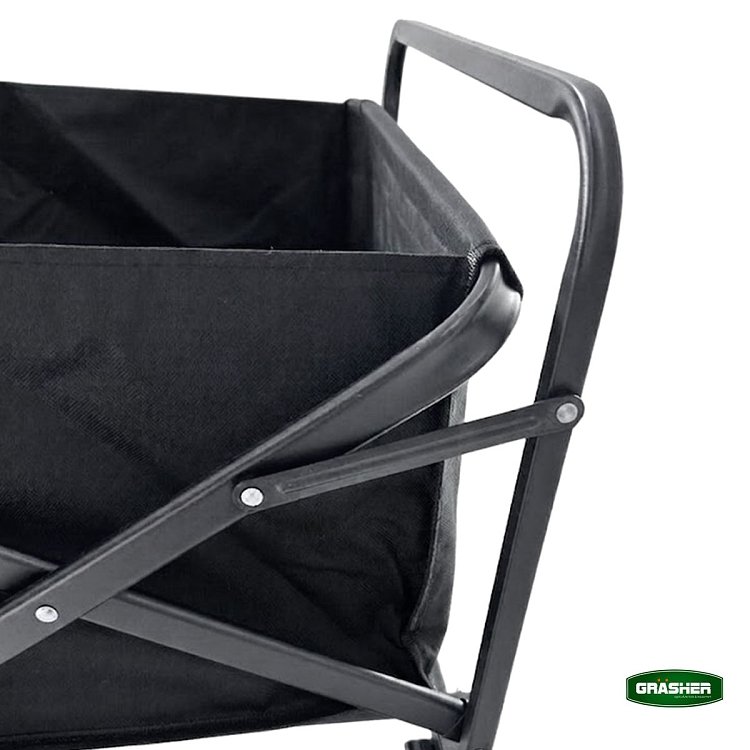 Grasher FT1560 σχέδιο διαστάσεων: μήκος 87 cm, πλάτος 50 cm, βάθος κάδου 28 cm, τροχοί 17 × 9 cm