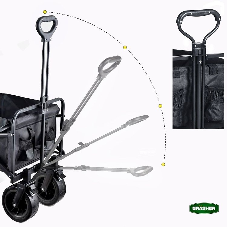 Grasher FT1560 – Πτυσσόμενο Καρότσι Κήπου Μεταλλικό 150 L, Φορτίο 150 kg, Μαύρο