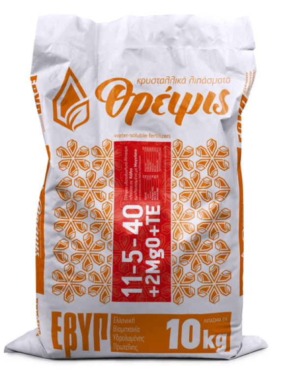 11-5-40+MgO+TE – κοντινό πλάνο συσκευασίας 2 kg ή 10 kg