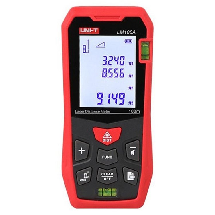 Μετρητής απόστασης UNI-T LM100A 100m laser υψηλής ακρίβειας με οθόνη και αλφάδι