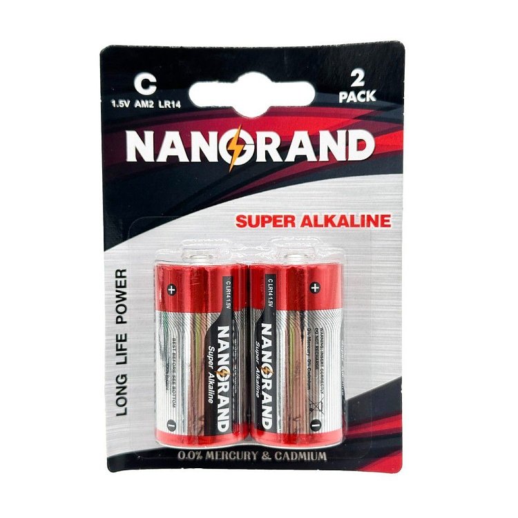 Nanorand Super Alkaline C 1.5V LR14 2τμχ – Αλκαλικές μπαταρίες μεγάλης διάρκειας για φακούς & ραδιόφωνα
