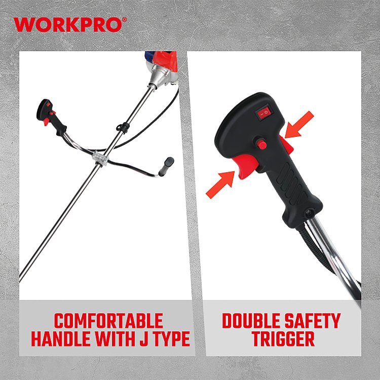 Επαγγελματικό θαμνοκοπτικό βενζινοκίνητο WORKPRO 52cc με μεσινέζα