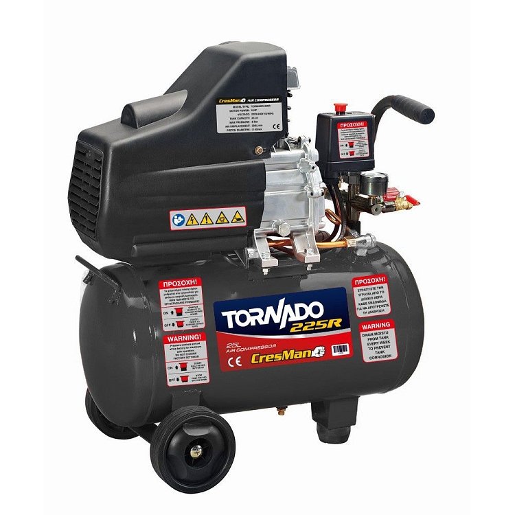 Κομπρεσέρ αέρος Cresman Tornado 225R 25L 2HP μονοφασικό χαμηλού θορύβου