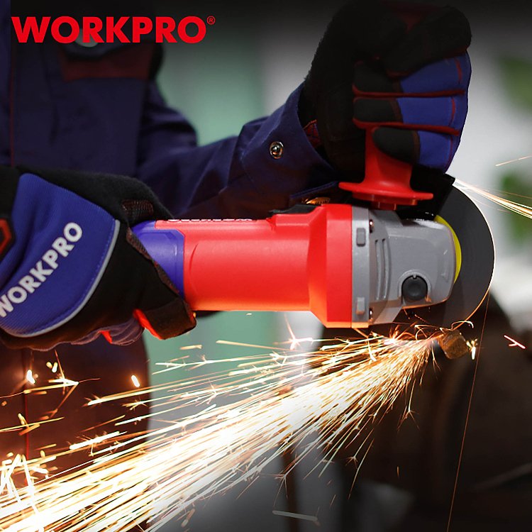Γωνιακός Τροχός WORKPRO 800W Φ115mm PROFI – Σετ με χειρολαβή & προφυλακτήρα