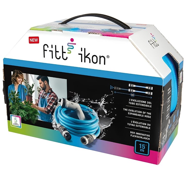 FITT Ikon Blue – πιστόλι, ταχυσύνδεσμοι Aquastop και ρακόρ βρύσης 3/4" του σετ