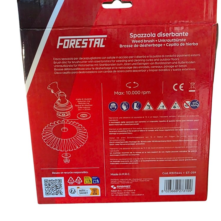 Συσκευασία Forestal R303444 με τα εικονίδια 200 mm, 25,4 και 20 mm και κινητήρα άνω των 40 cm³