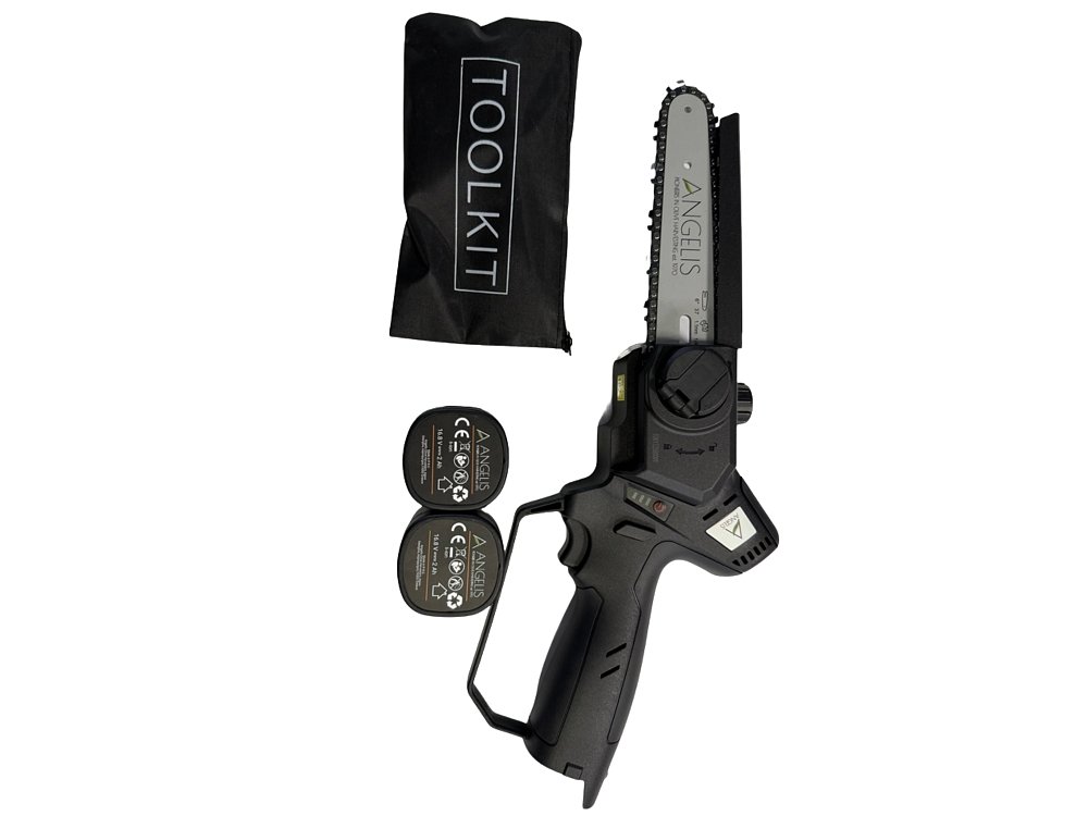 Αλυσοπρίονο μπαταρίας ANGELIS PRS15 16.8V 6” 500W για κλάδεμα με αυτόματη λίπανση και ελαφρύ σχεδιασμό.