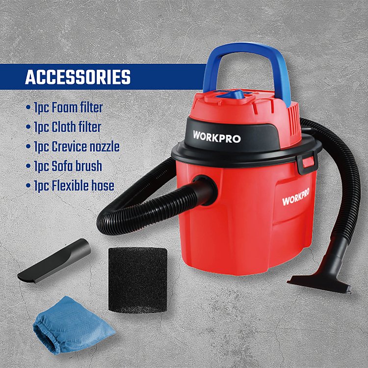 Σκούπα WORKPRO 10 λίτρων 1200W με ανοξείδωτο κάδο