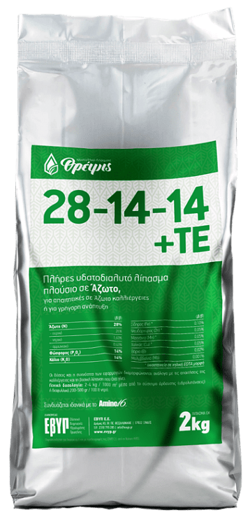 28-14-14+TE Υδατοδιαλυτό Λίπασμα Υψηλού Αζώτου