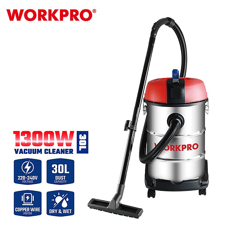 Σκούπα Υγρών & Στερεών WORKPRO WP423005CE 30L INOX 1300W PROFI