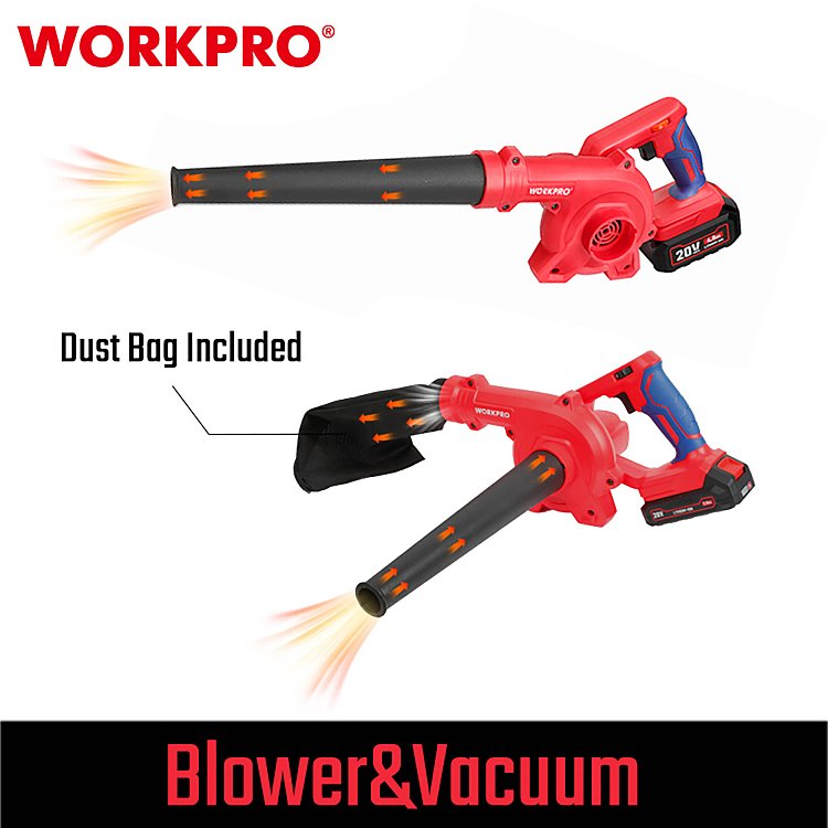 WORKPRO φυσητήρας μπαταρίας 20V-Li PROFI για καθαρισμό αυλής