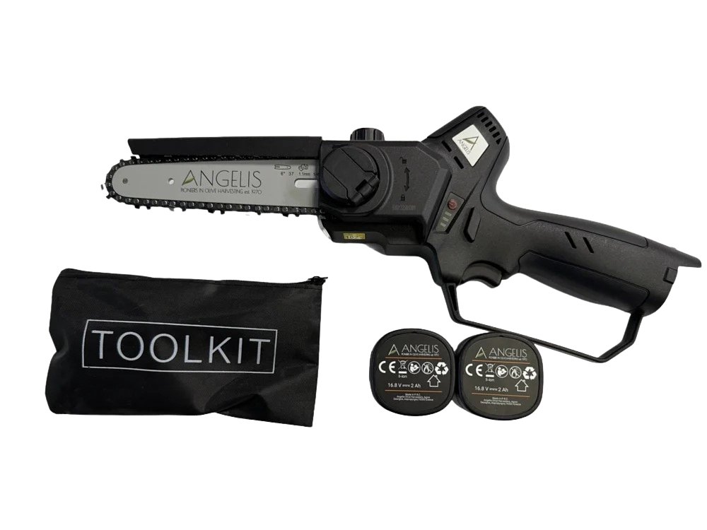 Αλυσοπρίονο μπαταρίας ANGELIS PRS15 16.8V 6” 500W για κλάδεμα με αυτόματη λίπανση και ελαφρύ σχεδιασμό.
