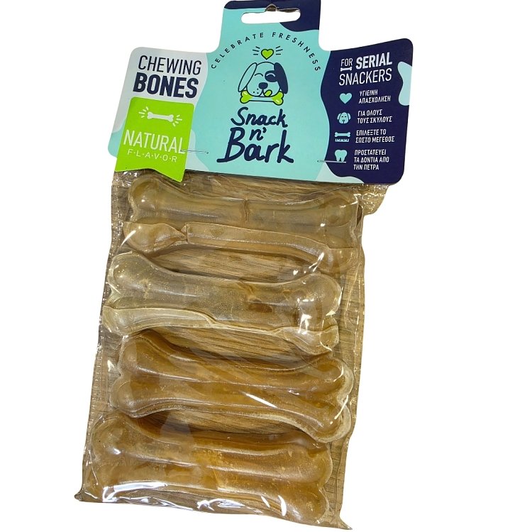Snack n' Bark Συμπαγές Κόκκαλο Φυσικό 10 cm – Μασώμενο Κόκκαλο Σκύλου 4 × 45 g
