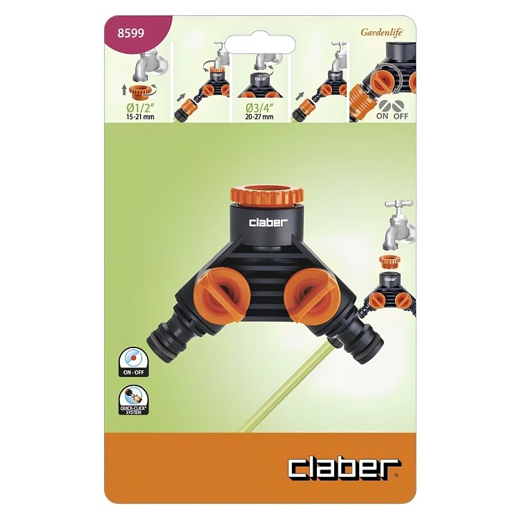 Claber 8599 Διακλαδωτής Βρύσης 2 Θέσεων με Διακόπτες