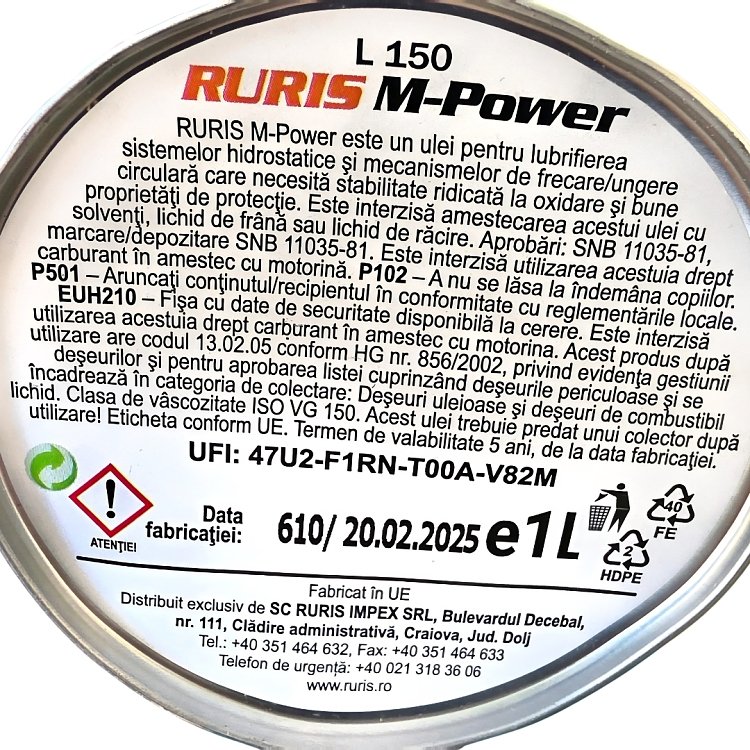 Μεταλλικό δοχείο 1 L Ruris M-Power L150 λάδι αλυσίδας – φωτογραφία καταστήματος σε λευκό φόντο