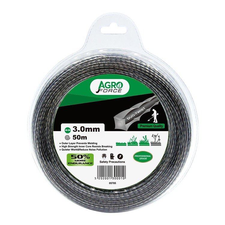 Μεσινέζα Agroforce τετράγωνη στριφτή διπλή με ενισχυμένο πυρήνα άνθρακα για θαμνοκοπτικά