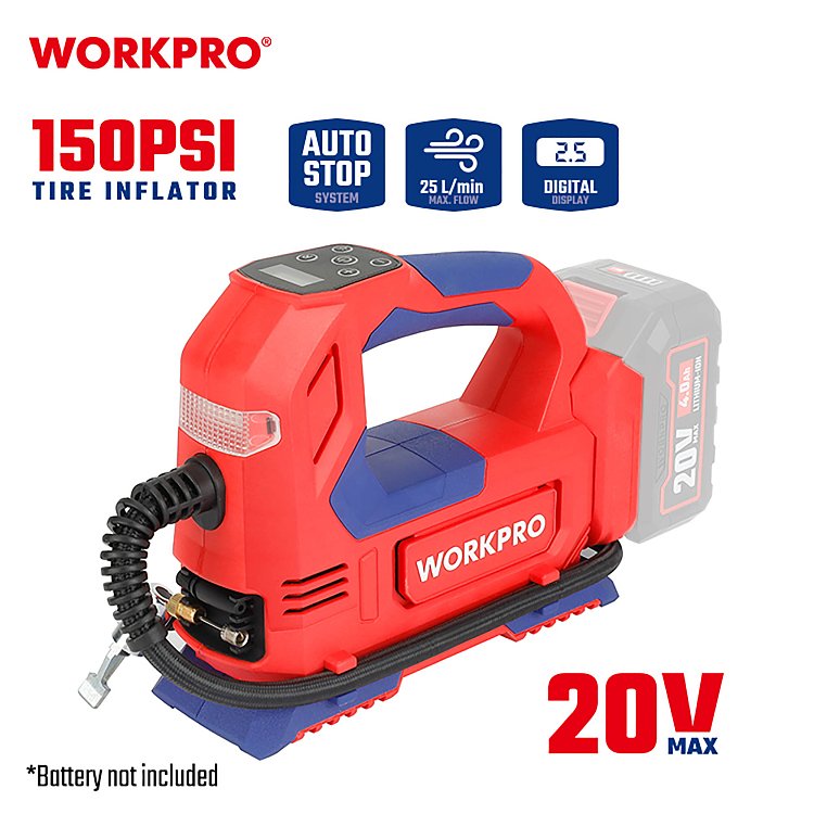 Επαναφορτιζόμενη τρόμπα αυτοκινήτου WORKPRO WP394010 20V-Li PROFI