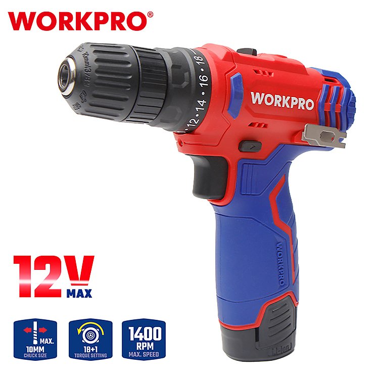 Δραπανοκατσάβιδο WORKPRO WP460203 12V-Li με 2 μπαταρίες 2,0Ah