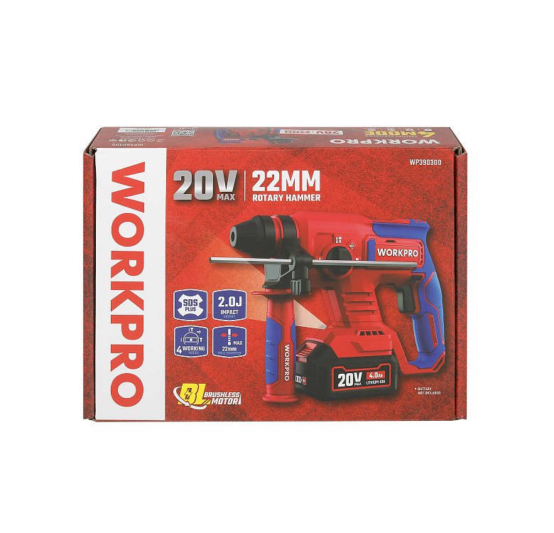 WORKPRO PROFI brushless 20V-Li rotary hammer για διάτρηση