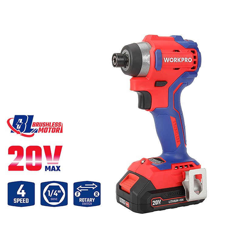 Παλμικό κατσαβίδι WORKPRO WP390102 20V-Li BL με 2 μπαταρίες