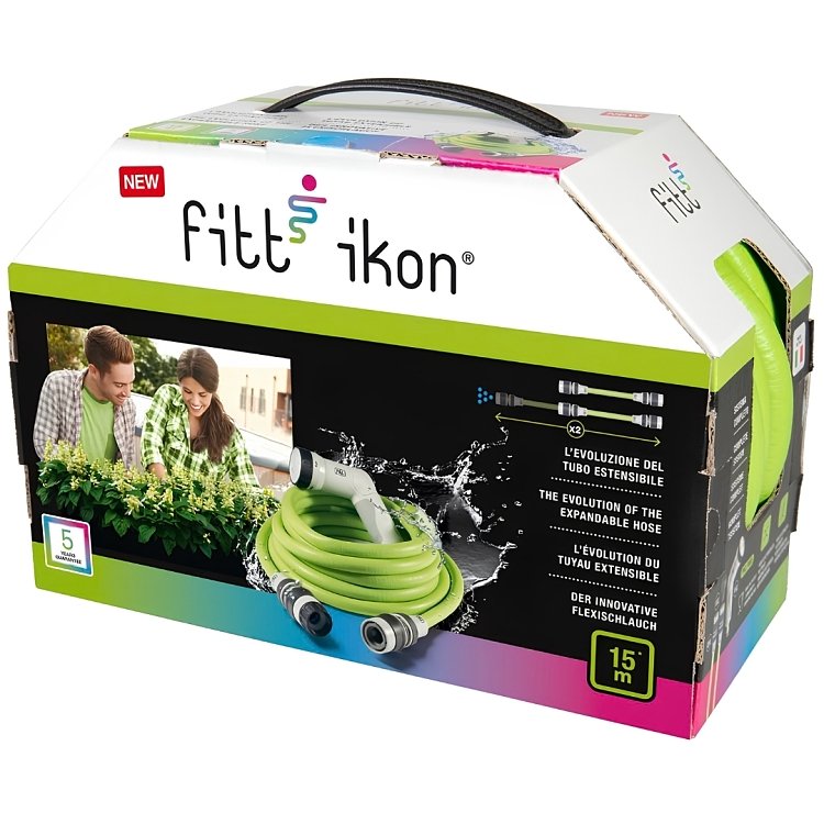 Επεκτεινόμενο λάστιχο ποτίσματος FITT Ikon Lime 15m σετ με πιστόλι και ταχυσυνδέσμους
