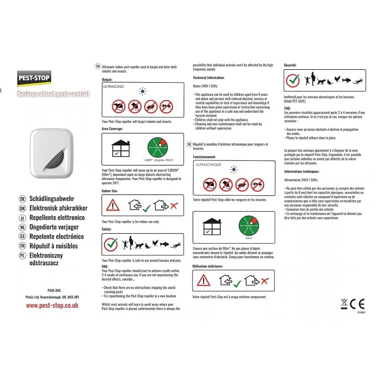 Pest-Stop Pest Repeller One Room – Απωθητικό υπερήχων ποντικιών και εντόμων 90m²