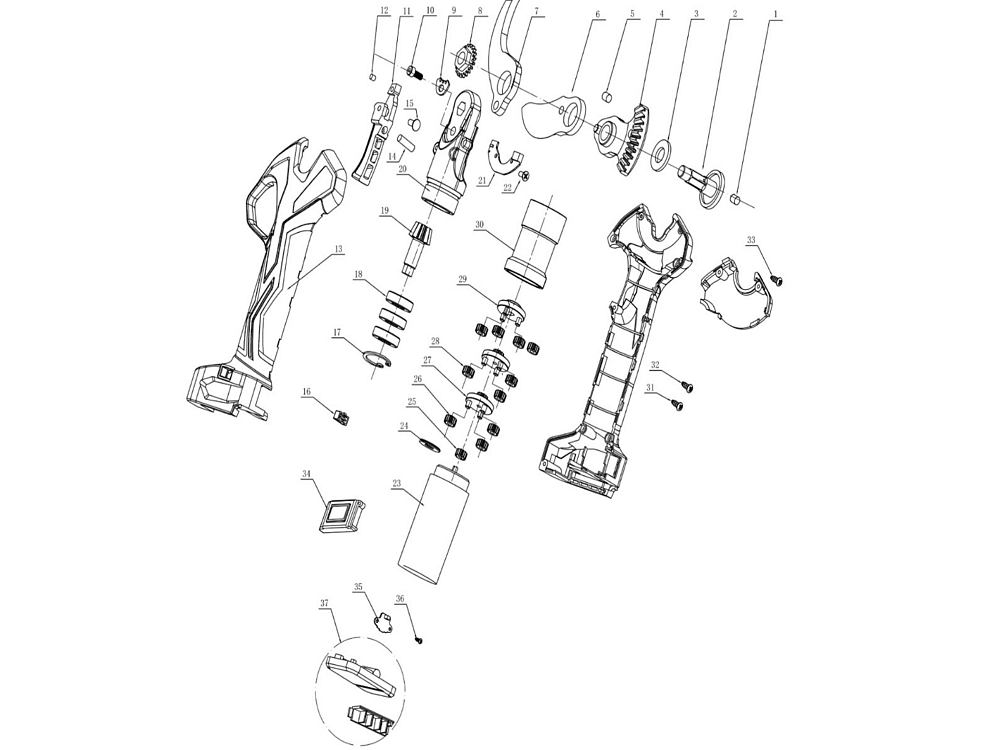 Ψαλίδι Μπαταρίας Angelis PRU36 16.8V 900W με 2 Μπαταρίες