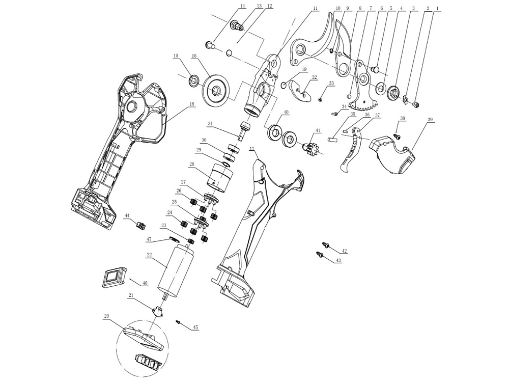 Ψαλίδι μπαταρίας Angelis PRU40 21V με brushless κινητήρα 1050W και κοπή έως 40mm