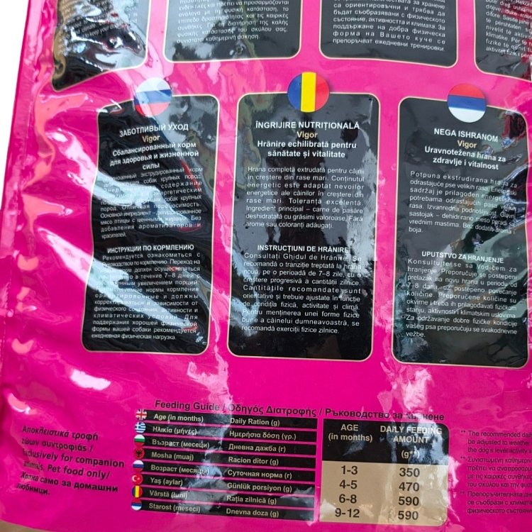 Η Vigor Premium Puppy χρησιμοποιείται για την καθημερινή σίτιση νεαρών σκύλων μεγαλόσωμων φυλών.