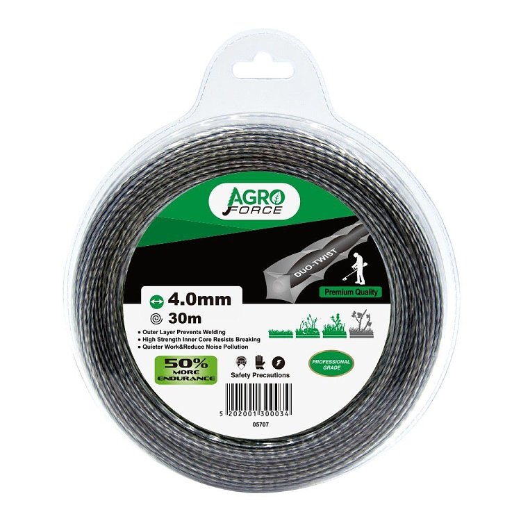 Μεσινέζα Agroforce τετράγωνη στριφτή διπλή με ενισχυμένο πυρήνα άνθρακα για θαμνοκοπτικά