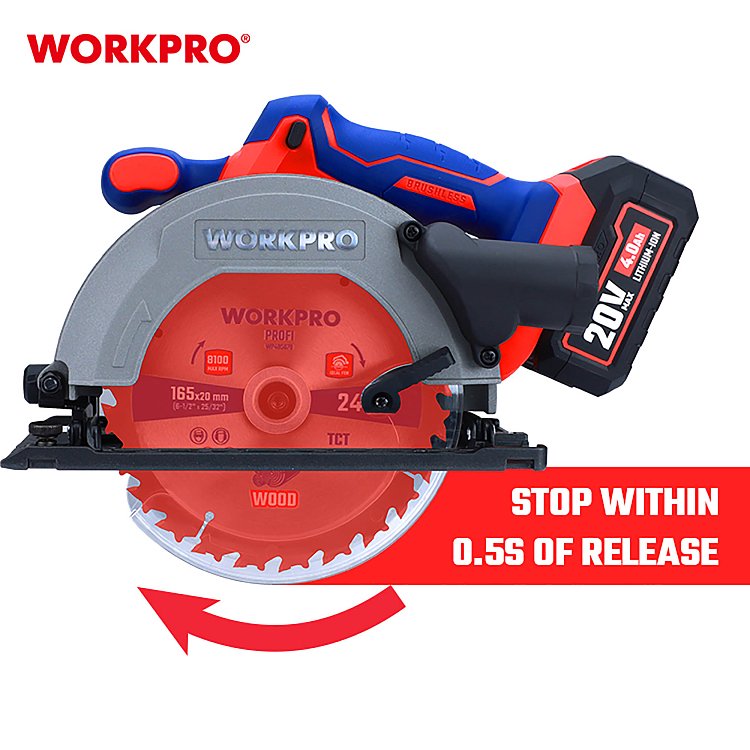 Επαναφορτιζόμενο δισκοπρίονο WORKPRO 20V-Li SOLO με Soft Grip