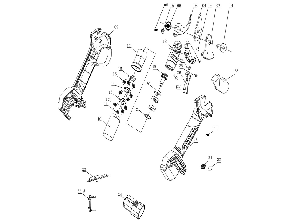 Ψαλίδι μπαταρίας Angelis PRU28 16.8V με 2 μπαταρίες, brushless κινητήρα και κοπή έως 28mm