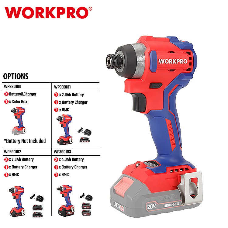 WP390100 παλμικό κατσαβίδι WORKPRO 20V σε χαρτόκουτο
