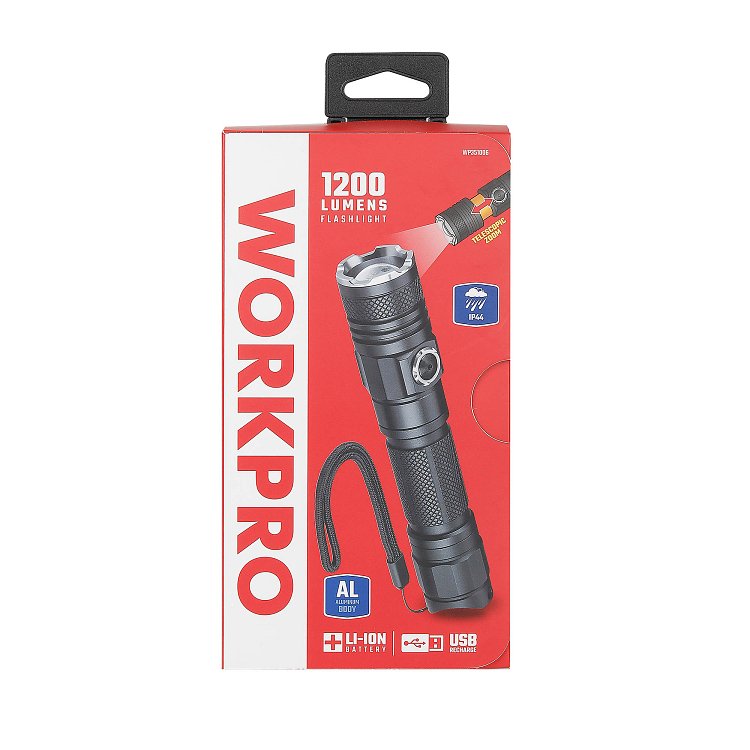 WORKPRO φακός 1200 lumen με turbo λειτουργία