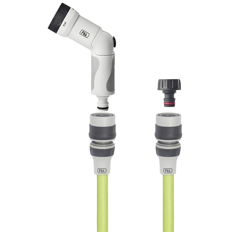 FITT Ikon Lime – πιστόλι, ταχυσύνδεσμοι Aquastop και ρακόρ βρύσης 3/4" του σετ