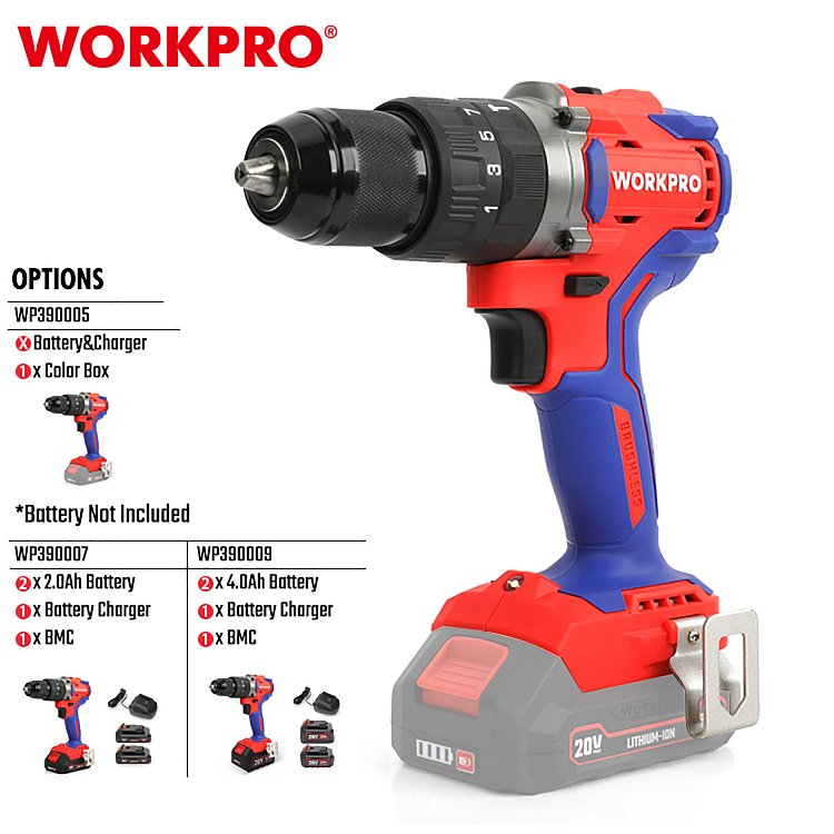 WORKPRO WP390005 επαγγελματικό δραπανοκατσάβιδο χωρίς μπαταρία