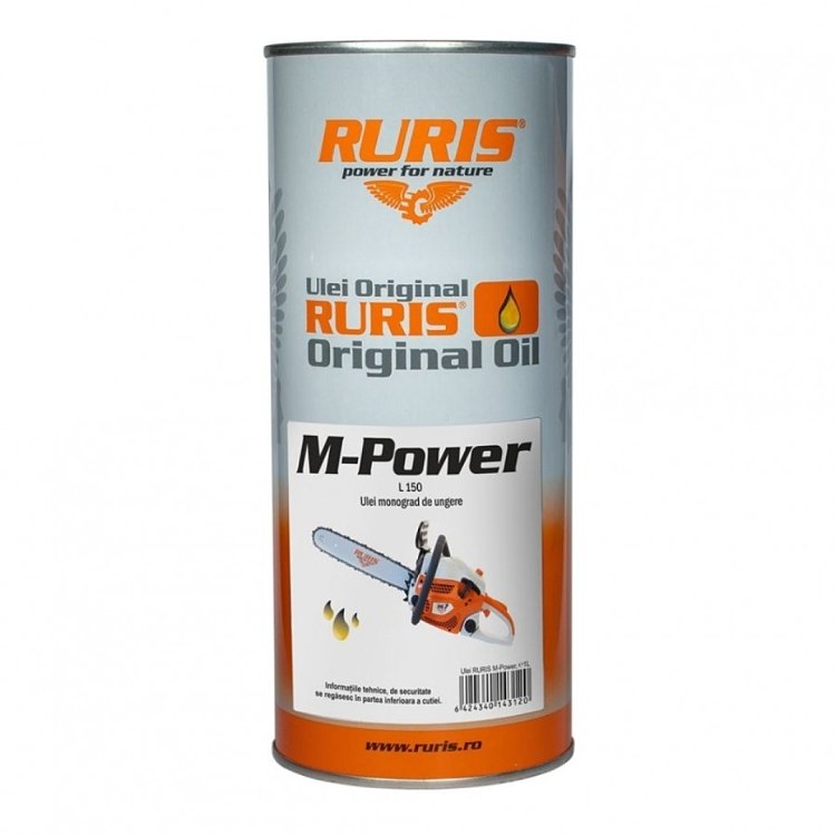Λάδι αλυσίδας αλυσοπρίονου Ruris M-Power L150 ISO VG 150 δοχείο 1 L – μπροστινή όψη