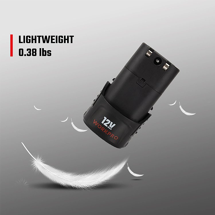 Επαναφορτιζόμενη μπαταρία WORKPRO 12V-Li 2.0Ah με ταχεία φόρτιση