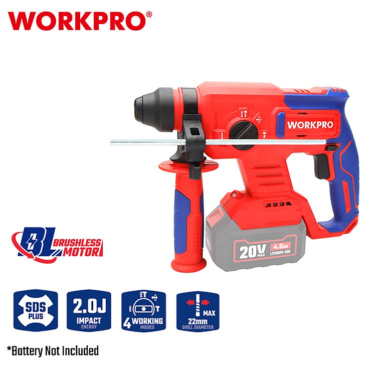 Επαναφορτιζόμενο πιστολέτο SDS Plus WORKPRO WP390300 20V-Li BL PROFI