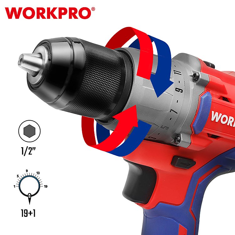 Brushless δραπανοκατσάβιδο WORKPRO PROFI 20V-Li SOLO 60Nm