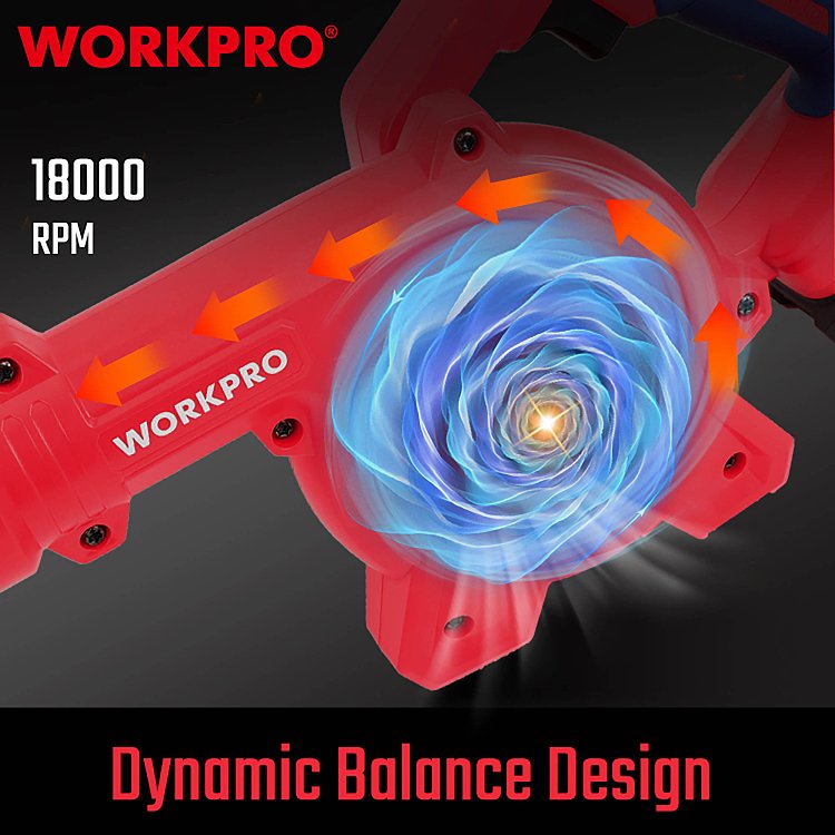 Ελαφρύς φυσητήρας απορροφητήρας WORKPRO 20V-Li με Soft Grip
