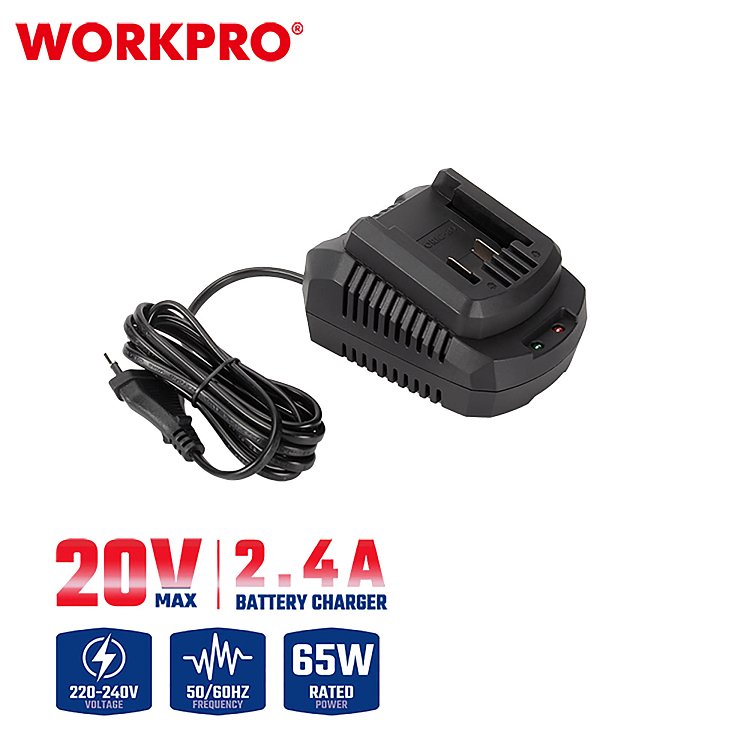 Ταχυφορτιστής WORKPRO WP396000 20V-Li 2,4A PROFI για εργαλεία λιθίου