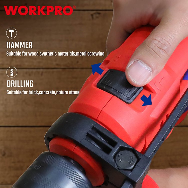 Δραπανοκρουστικό 710W WORKPRO – Close-up Soft Grip εργονομικής λαβής